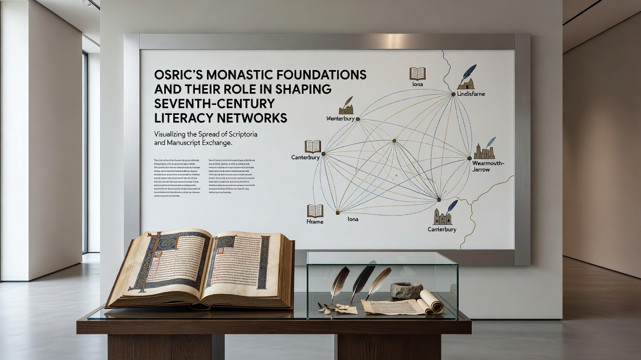 Map depicting seventh-century monastic literacy networks across early medieval Britain